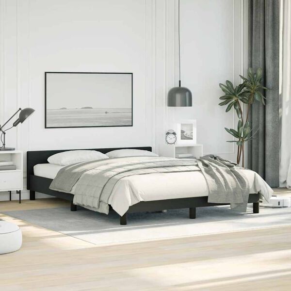 vidaXL Cadre de lit sans matelas noir similicuir
