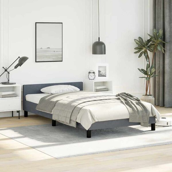 vidaXL Cadre de lit sans matelas gris foncé double velours