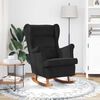 vidaXL Fauteuil &agrave; bascule &agrave; oreilles en velours noir bois massif