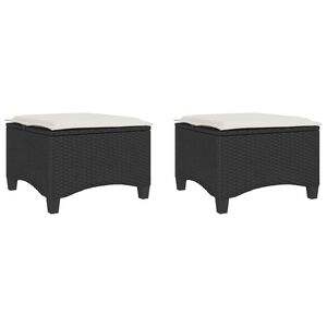 vidaXL Tabourets jardin coussins 2 pcs noir 55x55x36 cm r&eacute;sine tress&eacute;e
