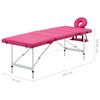 vidaXL Table de massage pliable 4 zones Aluminium Rose