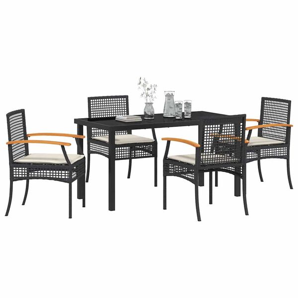 vidaXL Ensemble de salle &agrave; manger pour jardin 5 pcs Noir Rotin