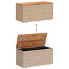 vidaXL Boîte de rangement de jardin beige résine tressée bois d'acacia