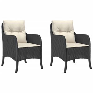 vidaXL Chaises de jardin avec coussins lot de 2 noir r&eacute;sine tress&eacute;e