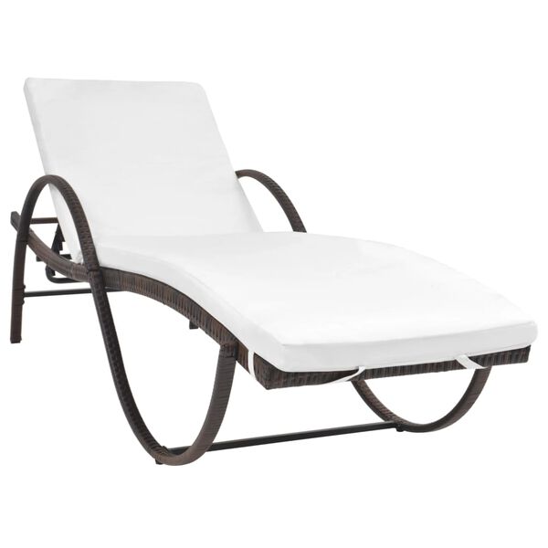 vidaXL Chaise longue avec coussin R&eacute;sine tress&eacute;e Marron