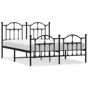 vidaXL Cadre de lit m&eacute;tal sans matelas avec pied de lit noir 150x200cm