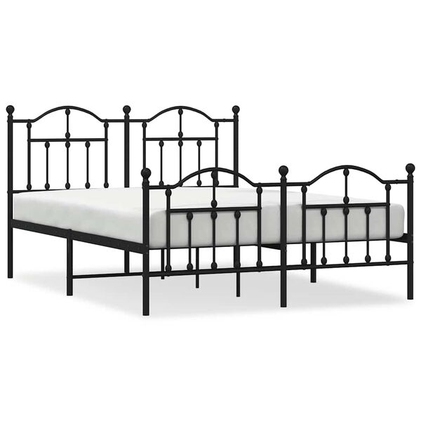 vidaXL Cadre de lit m&eacute;tal sans matelas avec pied de lit noir 150x200cm