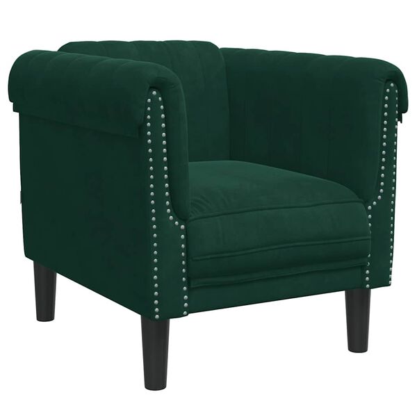 vidaXL Fauteuil vert fonc&eacute; velours
