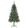 vidaXL Sapin de No&euml;l artificiel pr&eacute;-&eacute;clair&eacute; et pommes de pin 150 cm