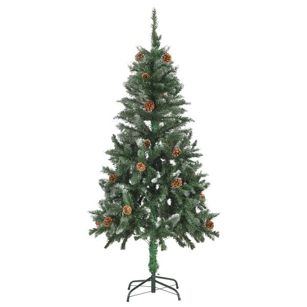 vidaXL Sapin de No&euml;l artificiel pr&eacute;-&eacute;clair&eacute; et pommes de pin 150 cm