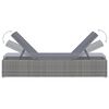vidaXL Chaise longue avec coussin et table &agrave; th&eacute; R&eacute;sine tress&eacute;e Gris
