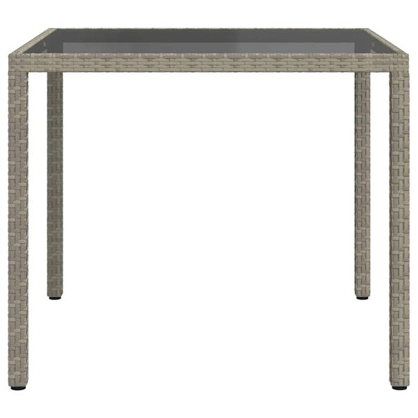 vidaXL Table de jardin 90x90x75 cm Verre tremp&eacute; et r&eacute;sine tress&eacute;e Gris