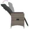 vidaXL Chaise inclinable de jardin avec coussins gris r&eacute;sine tress&eacute;e