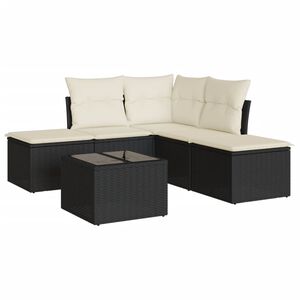 vidaXL Salon de jardin 6 pcs avec coussins noir r&eacute;sine tress&eacute;e