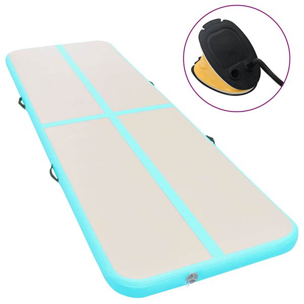 vidaXL Tapis gonflable de gymnastique avec pompe 400x100x10cm PVC Vert