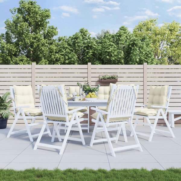 vidaXL Coussins de chaise &agrave; dossier bas lot de 6 cr&egrave;me tissu oxford