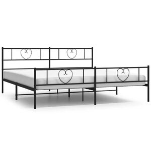 vidaXL Cadre de lit métal sans matelas avec pied de lit noir 193x203cm