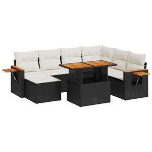 vidaXL Salon de jardin 8 pcs avec coussins noir r&eacute;sine tress&eacute;e
