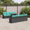 vidaXL Ensemble de canap&eacute; de jardin 9 pcs Noir Poly Rattan