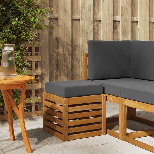 vidaXL Banc de jardin avec coussin 2 Pi&egrave;ce Naturel et Anthracite
