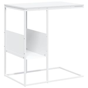 vidaXL Table d'appoint Blanc 55x36x59,5 cm Bois d'ing&eacute;nierie