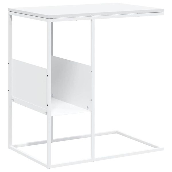 vidaXL Table d'appoint Blanc 55x36x59,5 cm Bois d'ing&eacute;nierie