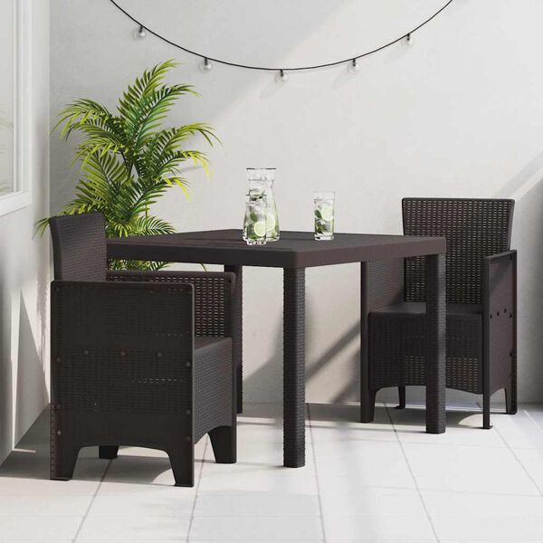 vidaXL Ensemble de salle à manger pour jardin 3 pcs Marron Rattan Polt