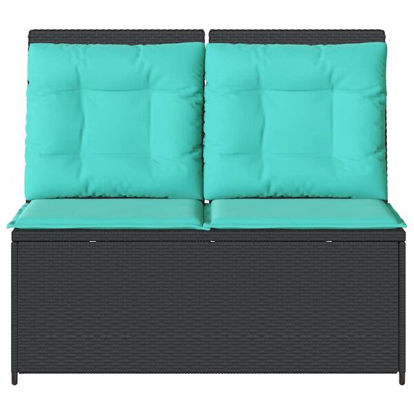 vidaXL Banc de jardin avec coussin Noir Poly rotin