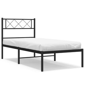 vidaXL Cadre de lit métal sans matelas avec tête de lit noir 100x190cm