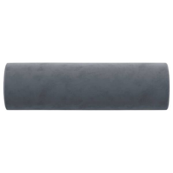 vidaXL Coussins d&eacute;coratifs lot de 2 Gris fonc&eacute; &Oslash;15x50 cm Velours