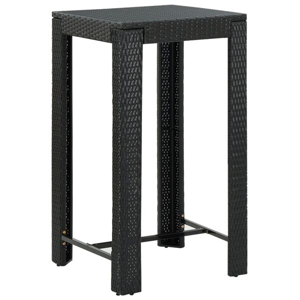 vidaXL Table de bar de jardin Noir 60,5x60,5x110,5 cm R&eacute;sine tress&eacute;e