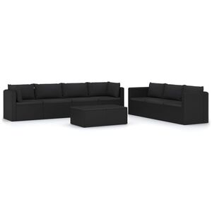 vidaXL Salon de jardin 8 pcs avec coussins r&eacute;sine tress&eacute;e noir