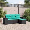 vidaXL Salon de jardin 4 pcs avec coussins noir r&eacute;sine tress&eacute;e