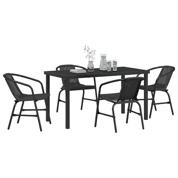 vidaXL Ensemble de salle &agrave; manger pour jardin 5 pcs Noir