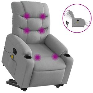 vidaXL Fauteuil inclinable de massage électrique gris clair tissu