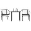 vidaXL Ensemble &agrave; manger de jardin et coussins 3 pcs noir rotin verre