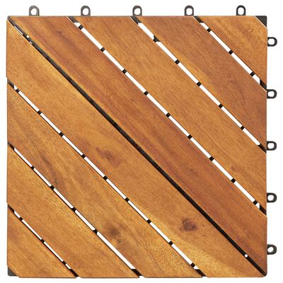 vidaXL Tuiles de terrasse 20 pcs Marron 30x30 cm Bois massif d'acacia