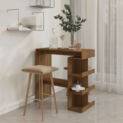 vidaXL Table de bar étagère de rangement chêne marron bois ingénierie