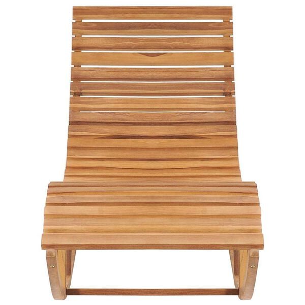 vidaXL Chaise longue &agrave; bascule avec coussin Bois de teck solide