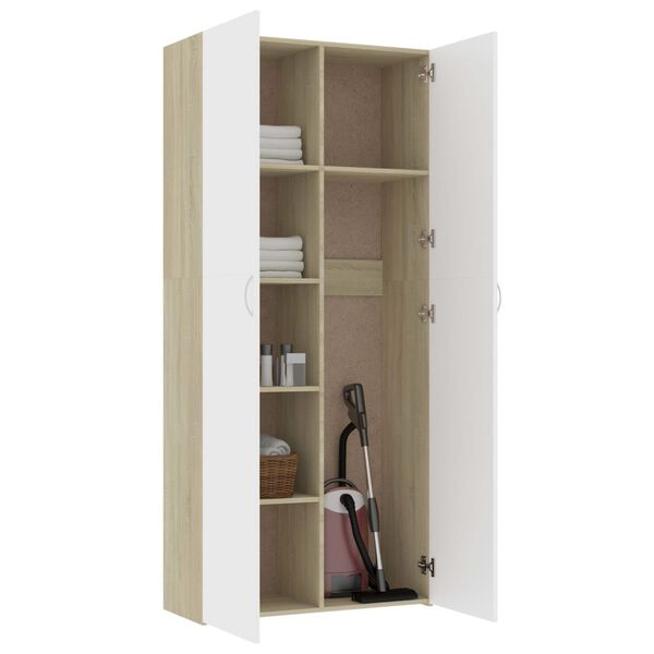 vidaXL Armoire de rangement blanc et ch&ecirc;ne sonoma bois d'ing&eacute;nierie