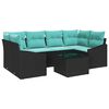 vidaXL Ensemble de Canap&eacute;s 7 pcs Noir et turquoise polyrotin