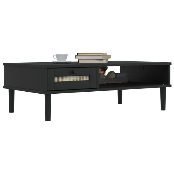 vidaXL Table basse SENJA aspect rotin noir 100x55x33 cm bois massif