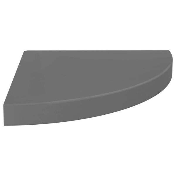 vidaXL &Eacute;tag&egrave;re d'angle flottante gris brillant 35x35x3,8 cm MDF