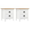 vidaXL Tables de chevet Hill 2 pcs Blanc 46x35x49,5 cm Bois pin solide