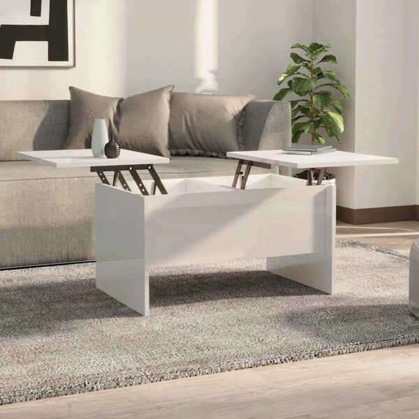 vidaXL Table basse blanc brillant 80x50x42,5 cm bois d'ingénierie