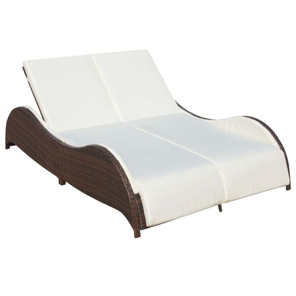 vidaXL Chaise longue double avec coussin R&eacute;sine tress&eacute;e Marron