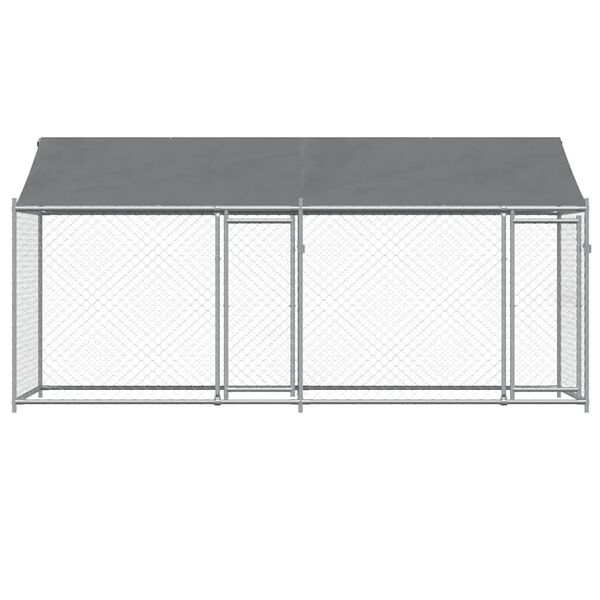vidaXL Cage pour chien avec toit et portes gris 4x2x2m acier galvanisé