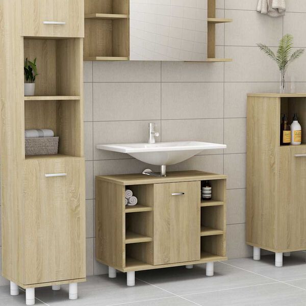 vidaXL Armoire de salle de bain Ch&ecirc;ne sonoma Bois d'ing&eacute;nierie