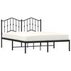 vidaXL Cadre de lit métal sans matelas avec tête de lit noir 135x190cm