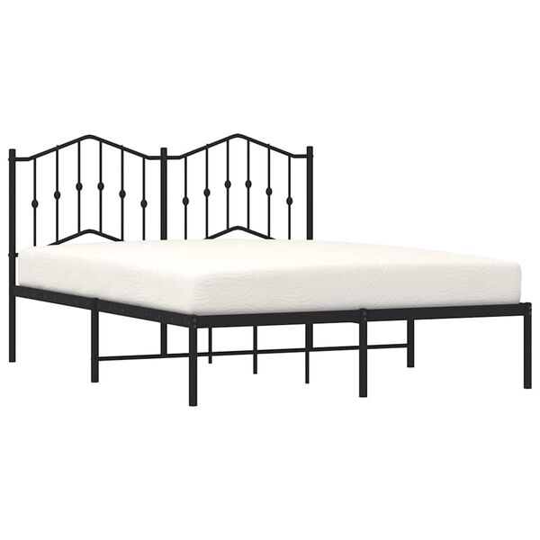 vidaXL Cadre de lit métal sans matelas avec tête de lit noir 135x190cm